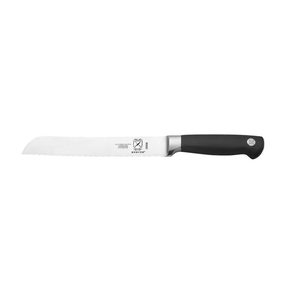 Mercer Culinary M20508 8" Bread Knife w/ Santoprene® Black Handle, Carbon Steel