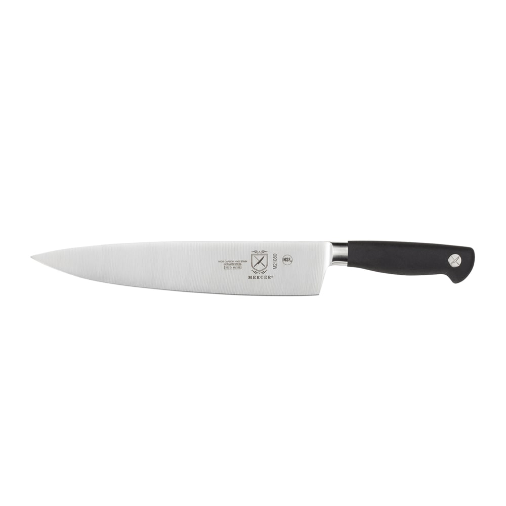 Mercer Culinary M21080 10" Chef's Knife w/ Santoprene® Black Handle, Carbon Steel