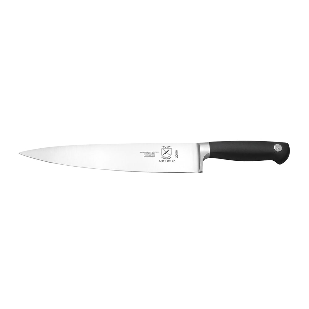 Mercer Culinary M20610 10" Chef's Knife w/ Santoprene® Black Handle, Carbon Steel