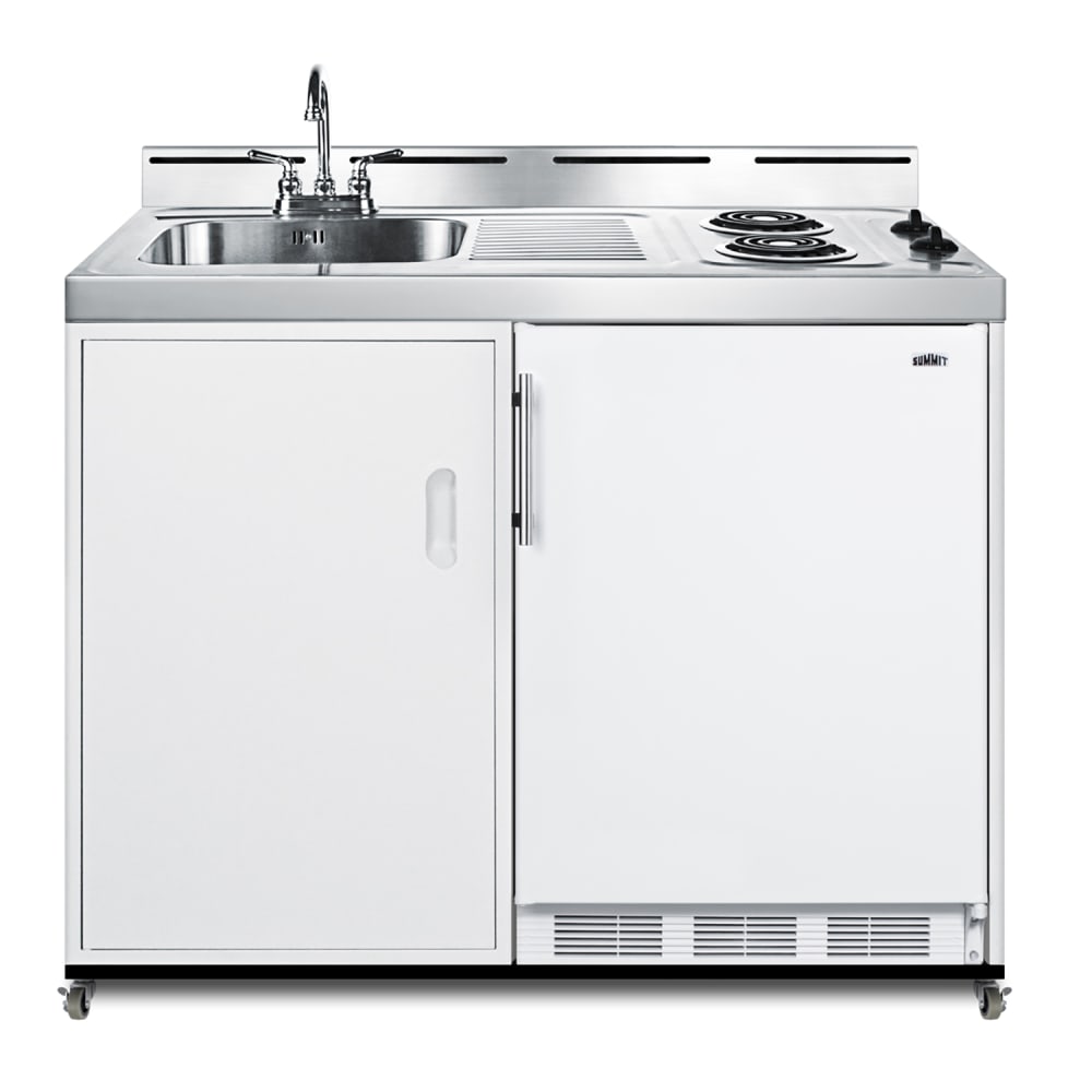 162-C48ELPUMPMB 48" All-In-One Kitchenette w/ Cooktop, Refrigerator/Freezer, & Sink - Wh...