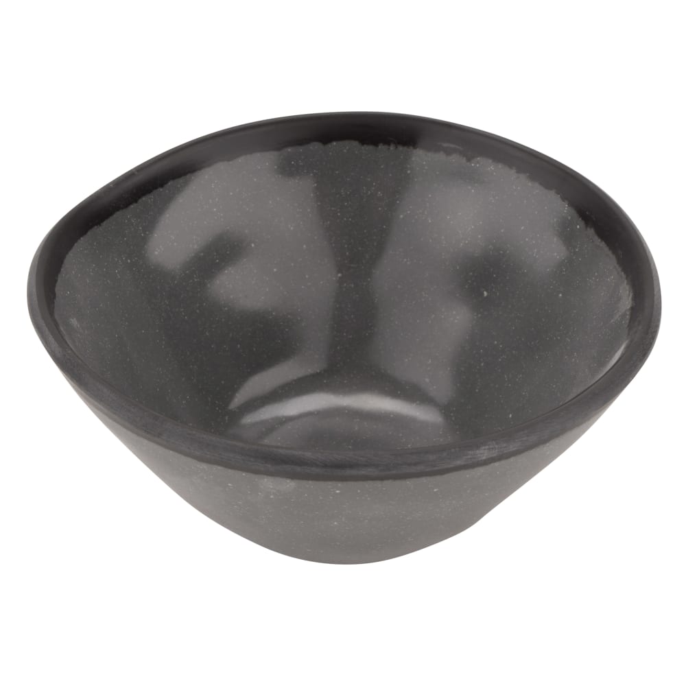 284-B80GR 8 oz Round Pottery Market™ Salad/Soup Bowl - Melamine, Speckled Gray w/ Black Trim