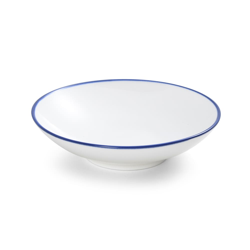 106-5256497 8 1/2 oz Round Bistro Coupe Bowl - Porcelain, Blue Pinstripe