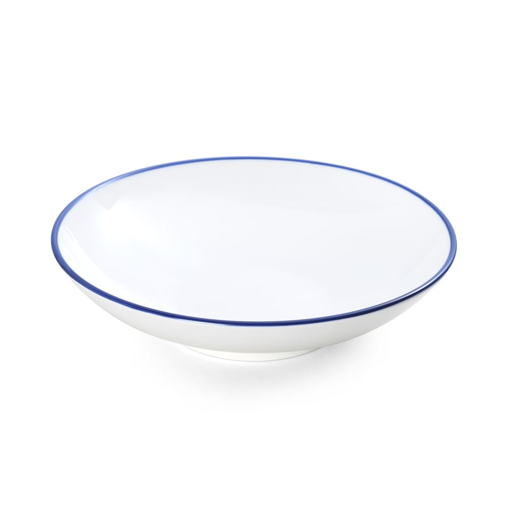 106-5256506 56 oz Round Bistro Coupe Bowl - Porcelain, Blue Pinstripe