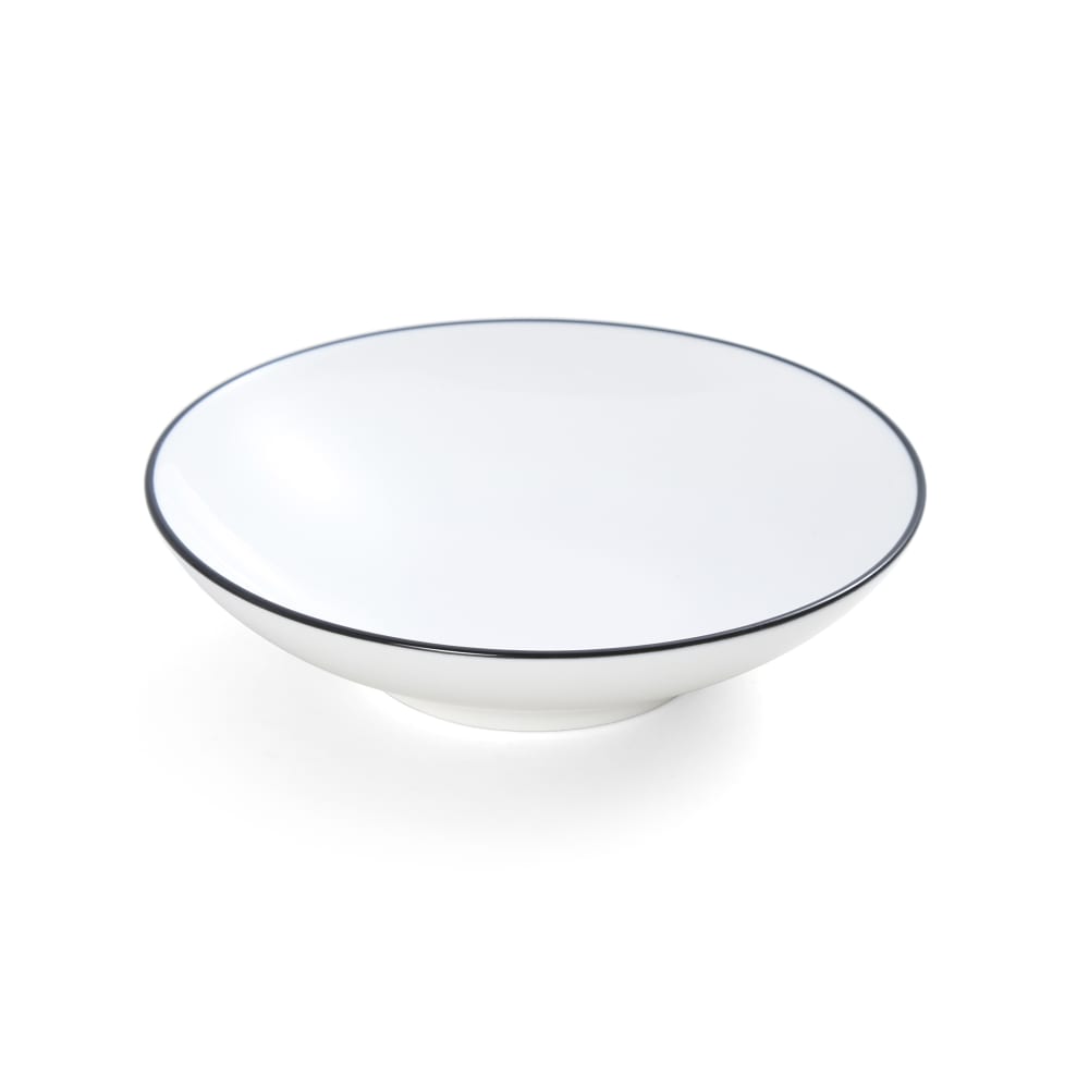 106-5260383 8 1/2 oz Round Bistro Coupe Bowl - Porcelain, Black Pinstripe