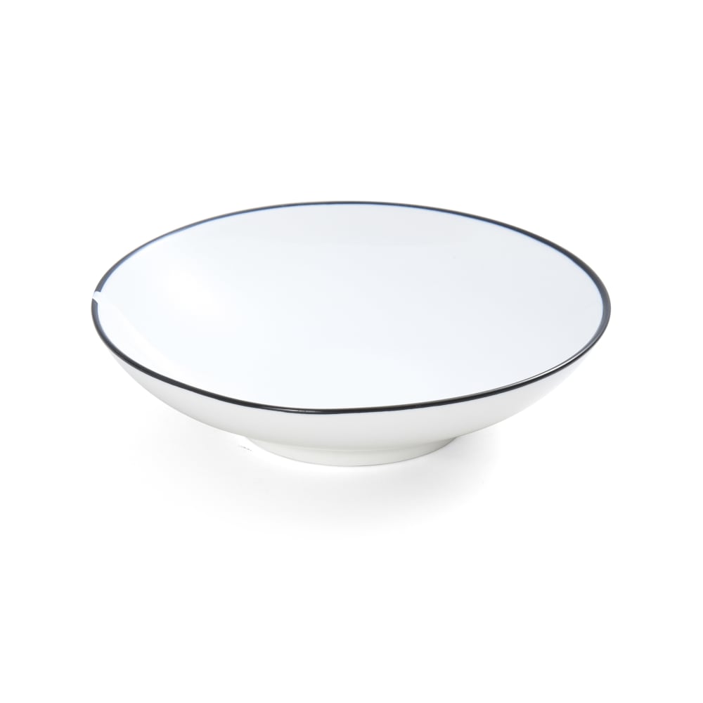 106-5260384 13 1/2 oz Round Bistro Coupe Bowl - Porcelain, Black Pinstripe