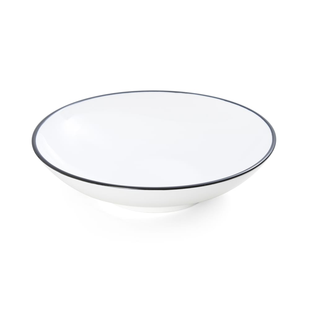 106-5260387 56 oz Round Bistro Coupe Bowl - Porcelain, Black Pinstripe