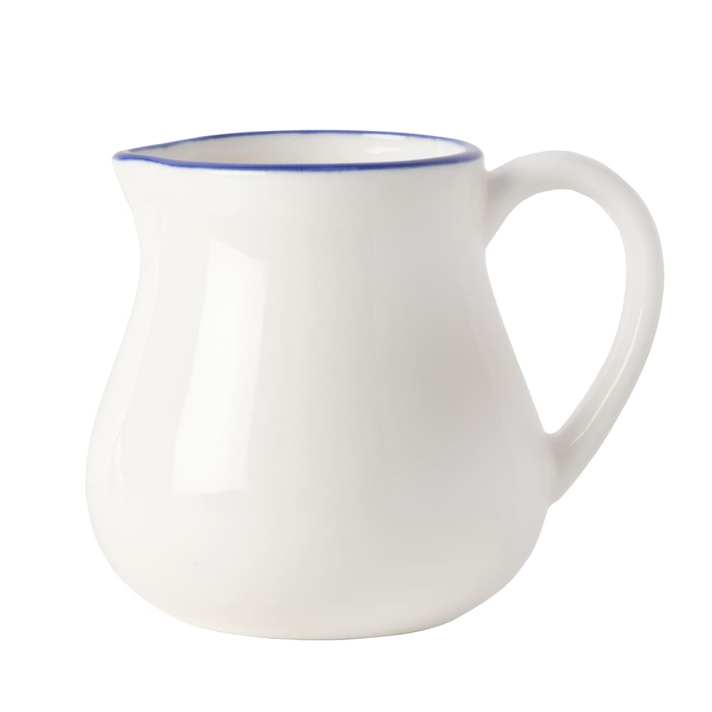 106-5301242 9 1/2 oz Bistro Creamer - Porcelain, Blue Pinstripe
