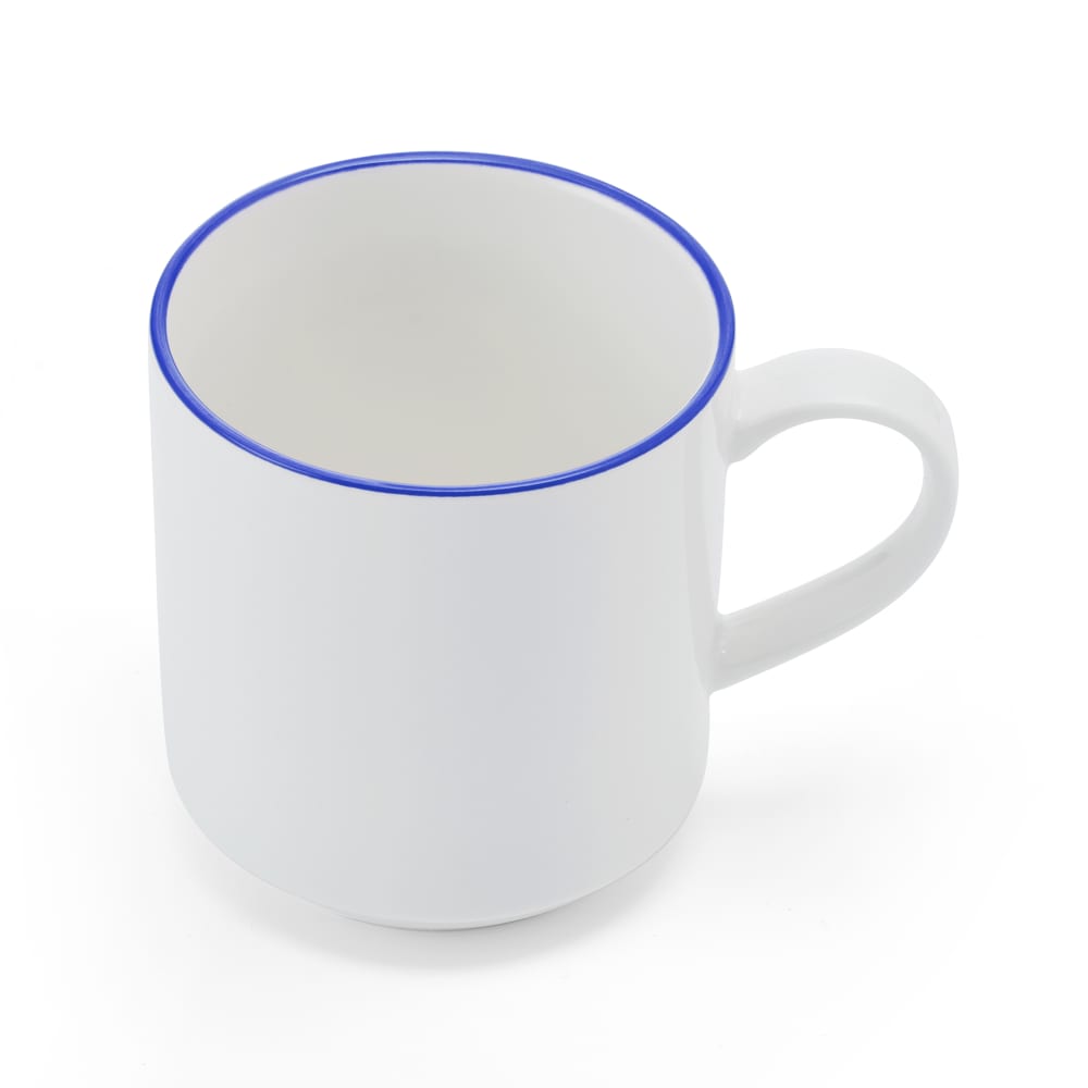 106-5305730 11 4/5 oz Bistro Mug - Porcelain, Blue Pinstripe
