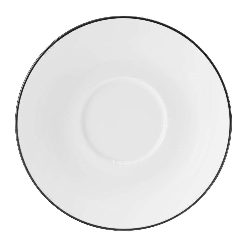 106-5305865 6 29/100" Round Bistro Saucer - Porcelain, Black Pinstripe