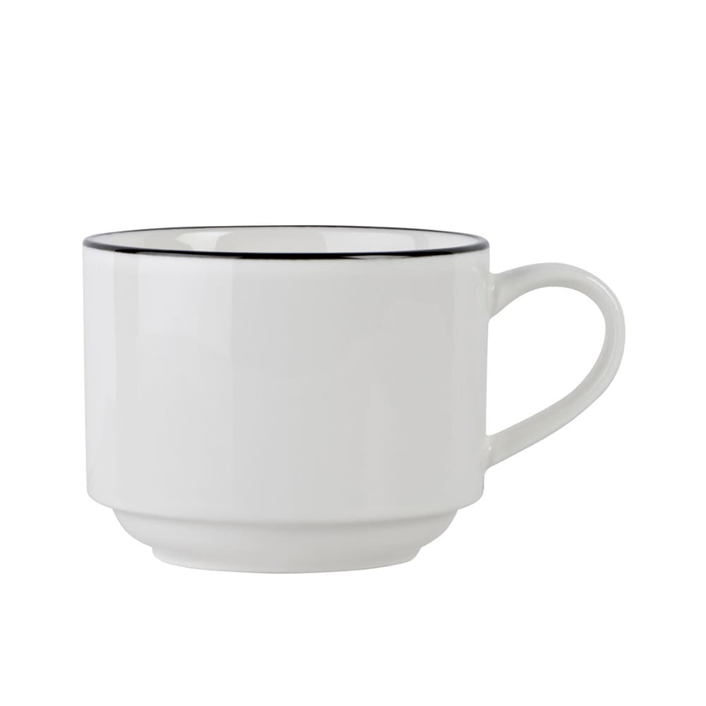 106-5305830 9 1/10 oz Bistro Cup - Porcelain, Black Pinstripe
