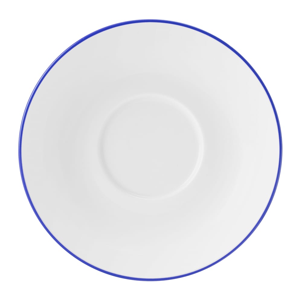 106-5305733 6 29/100" Round Bistro Saucer - Porcelain, Blue Pinstripe