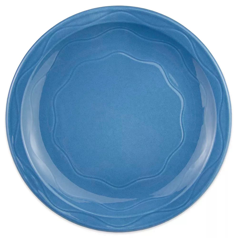 024-903032002 11 1/4" Round Plate w/ Cantina Carved Pattern & Shape, Flint Body, Blueber...