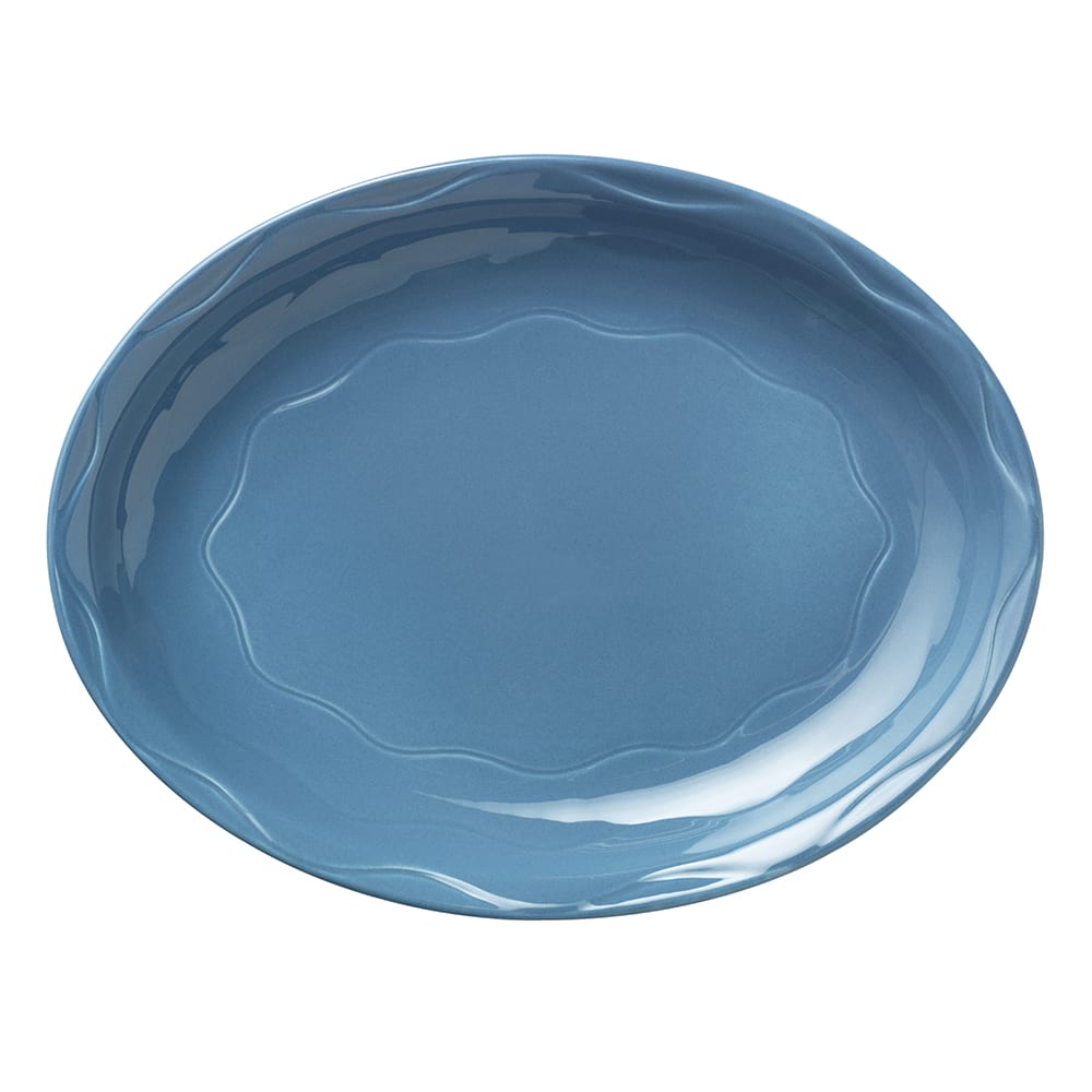 024-903032615 9 5/8" x 7 5/8" Oval Cantina Platter - Porcelain, Blueberry