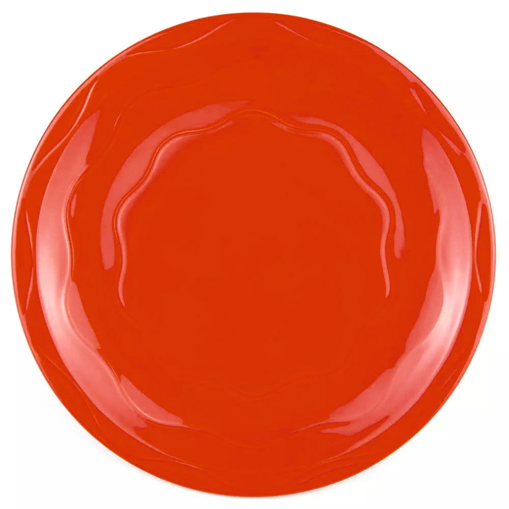 024-903034010 9" Round Plate w/ Cantina Carved Pattern & Shape, Flint Body, Cayenne
