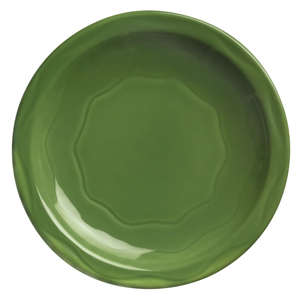 024-903035009 6 1/4" Round Plate w/ Cantina Carved Pattern & Shape, Flint Body, Sage