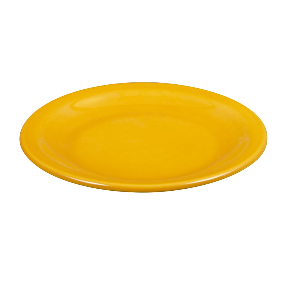 024-903044909 6 1/4" Round Porcelain Pate w/ Uncarved Pattern, Saffron