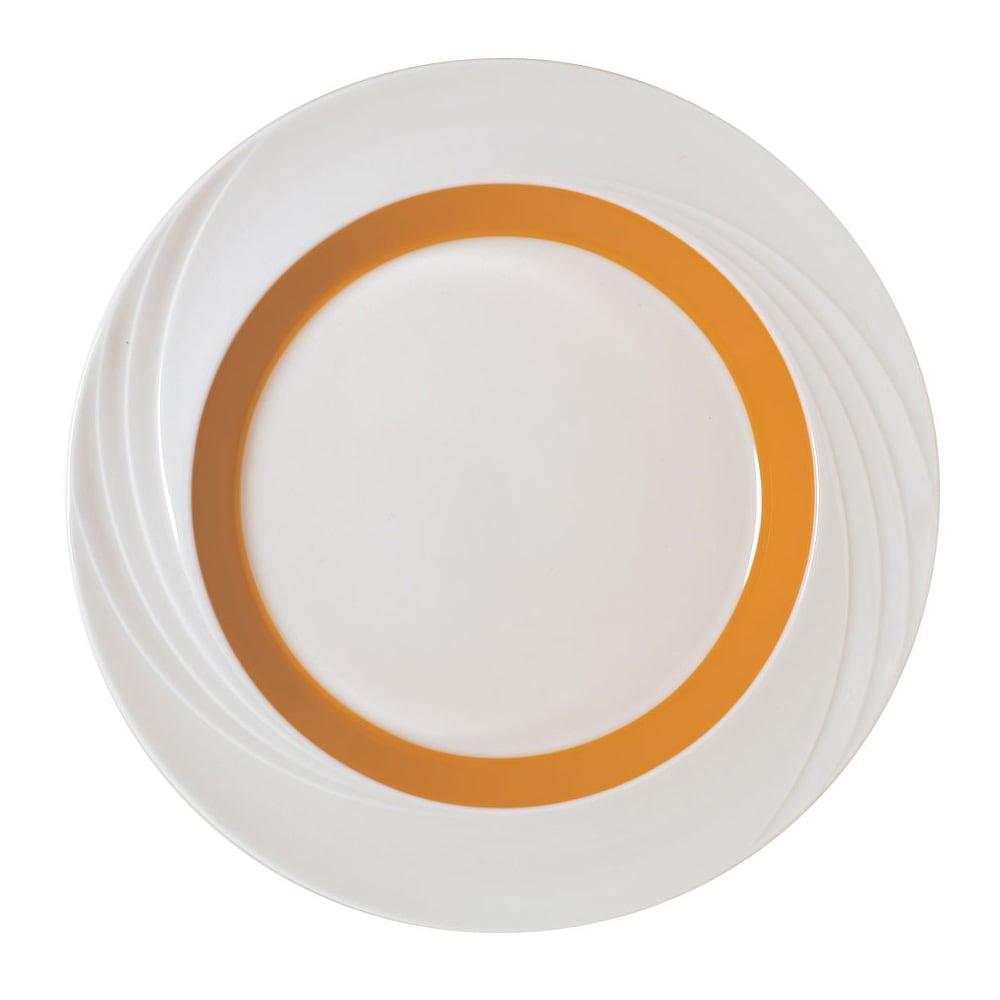 024-918182662991 10 1/4" Round Schonwald Plate - Donna Senior, Porcelain, White/Orange