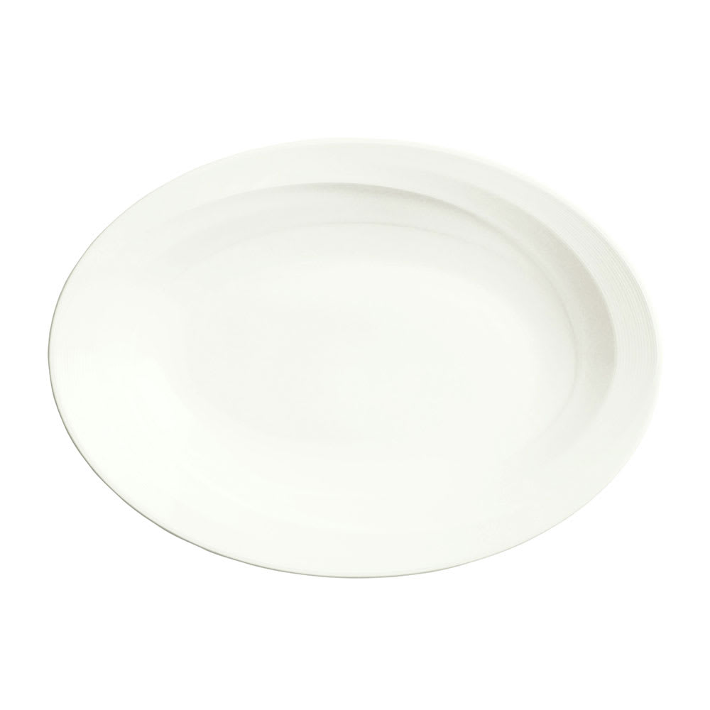 024-987659315 12-1/2" x 9" Oval Silk Platter - Porcelain, White Royal Rideau