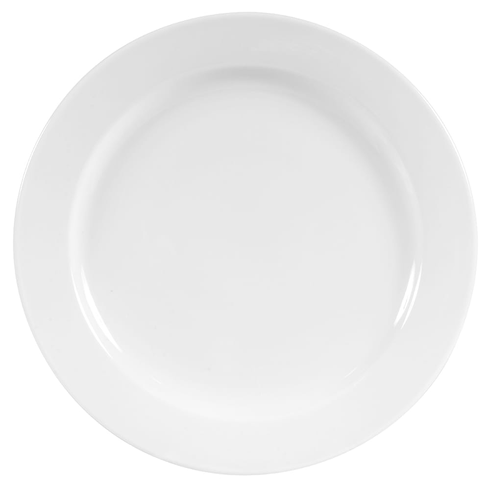 192-840425R25 9" Round Plate - Wide Rim, Rolled Edge, Porcelain, Bright White, Porcelana