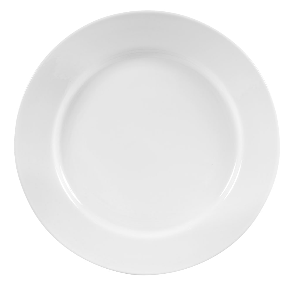 192-840440R11 11" Round Plate - Wide Rim, Rolled Edge, Porcelain, Bright White, Porcelana