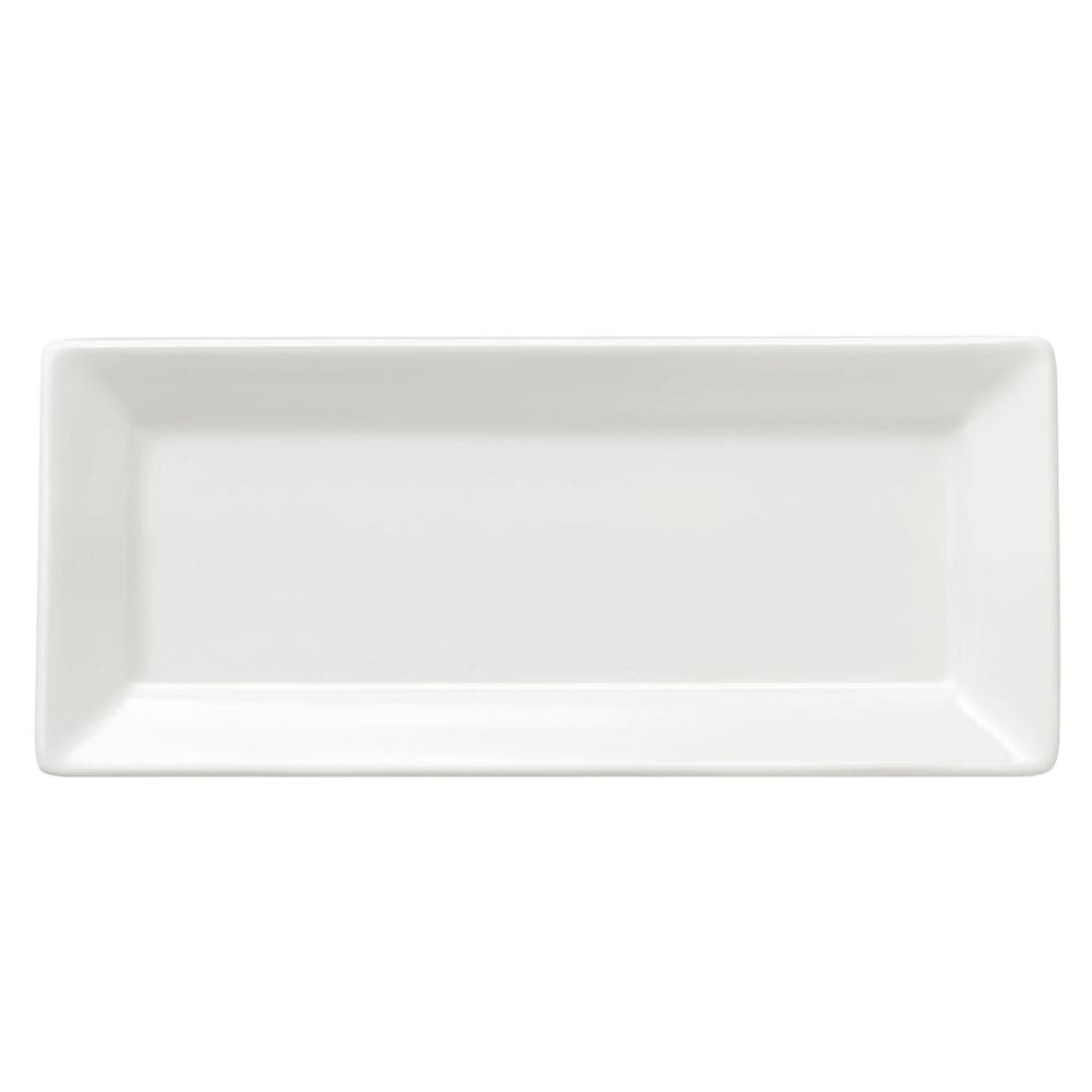 192-840901146 14 1/3" x 6 1/3" Rectangular Porcelana Platter - Porcelain, Bright White
