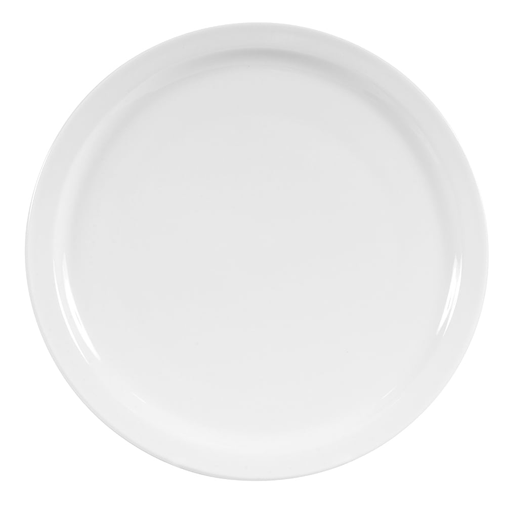192-840430N14 9 1/2" Round Porcelain Plate w/ Narrow Rim, Bright White, Porcelana