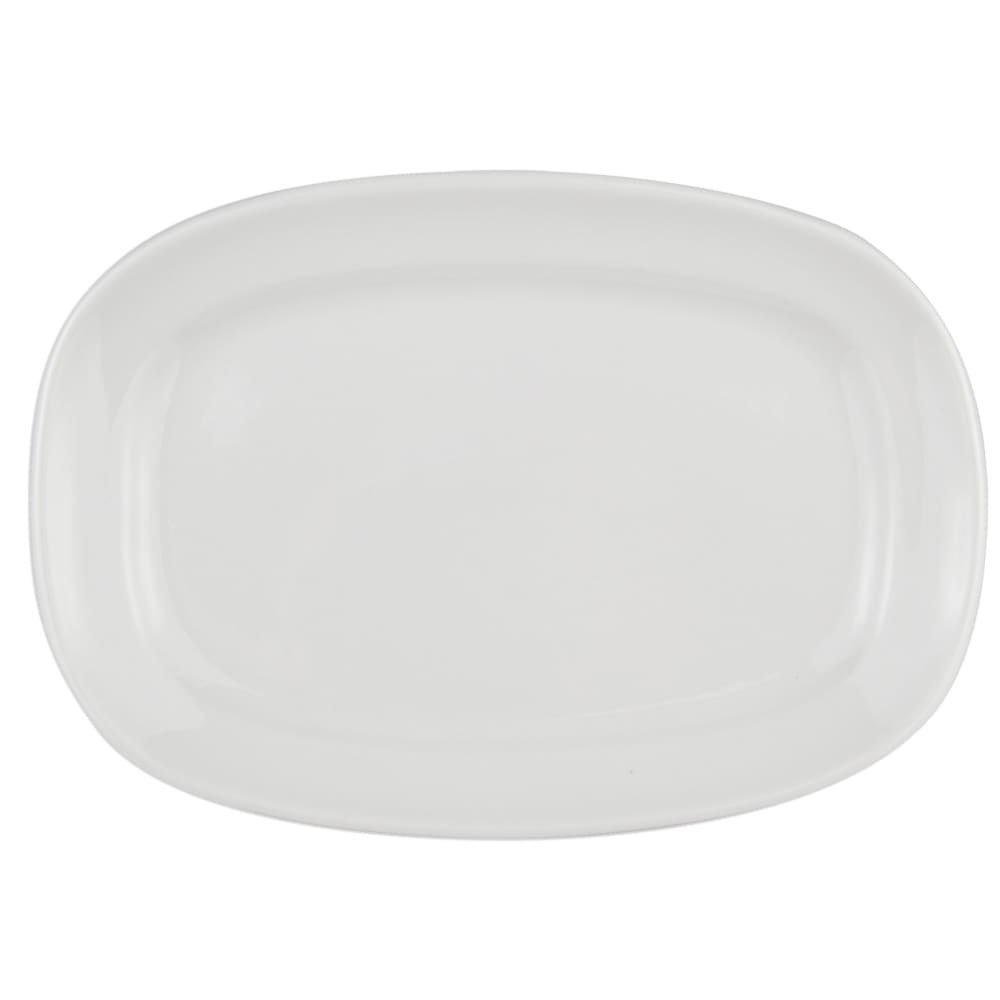 192-BW1123 10 1/2" Porcelain Oblong Racetrack Plate, Basics Collection