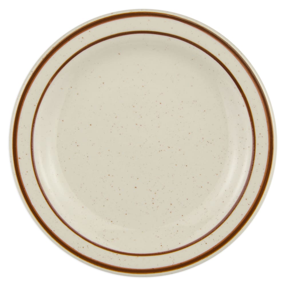 192-DSD5 5 1/2" Round Desert Sand Plate - Speckled, (2) Brown Bands