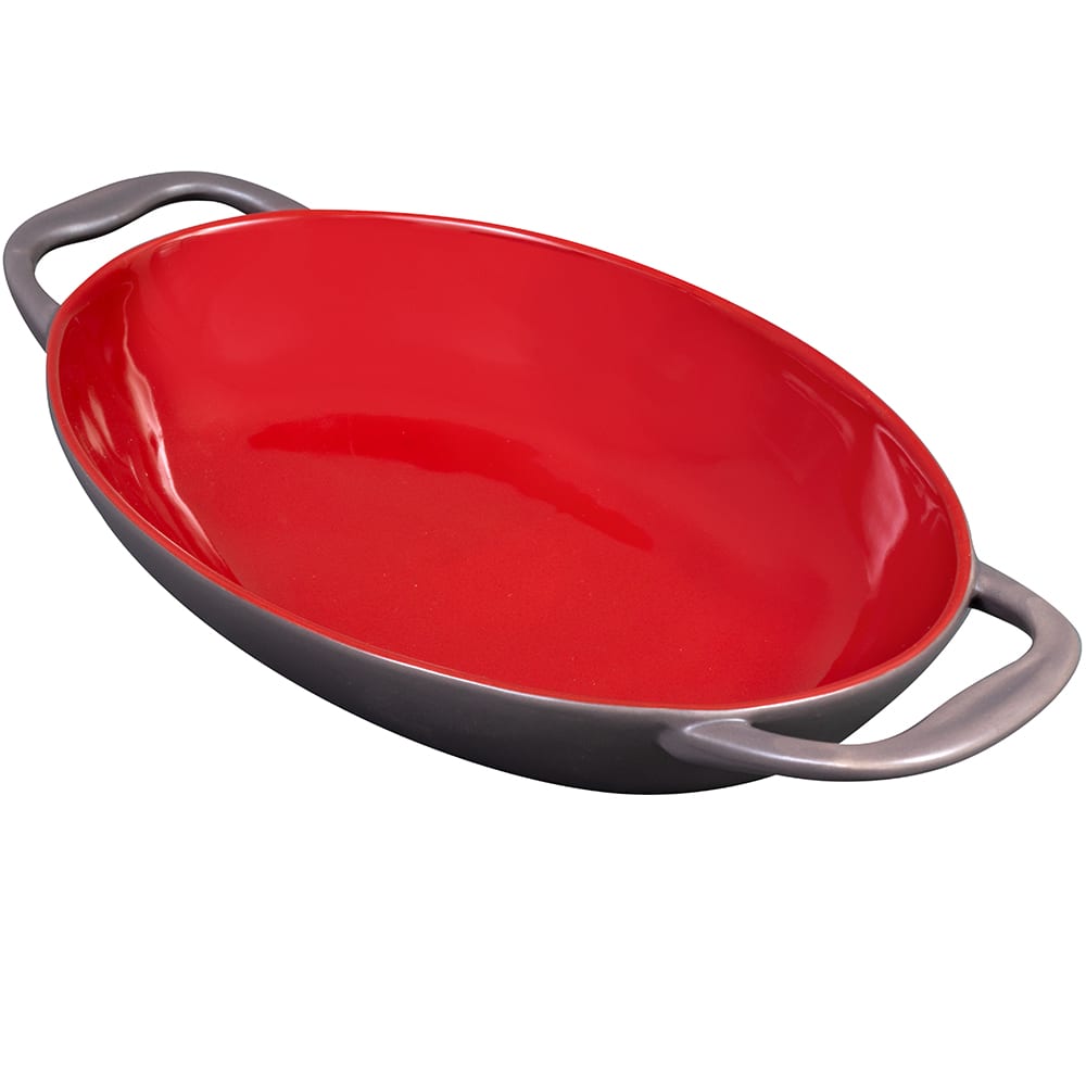 192-CBC004 32 oz Coos Bay Oval Tray w/ Handles - Ceramic, Chili