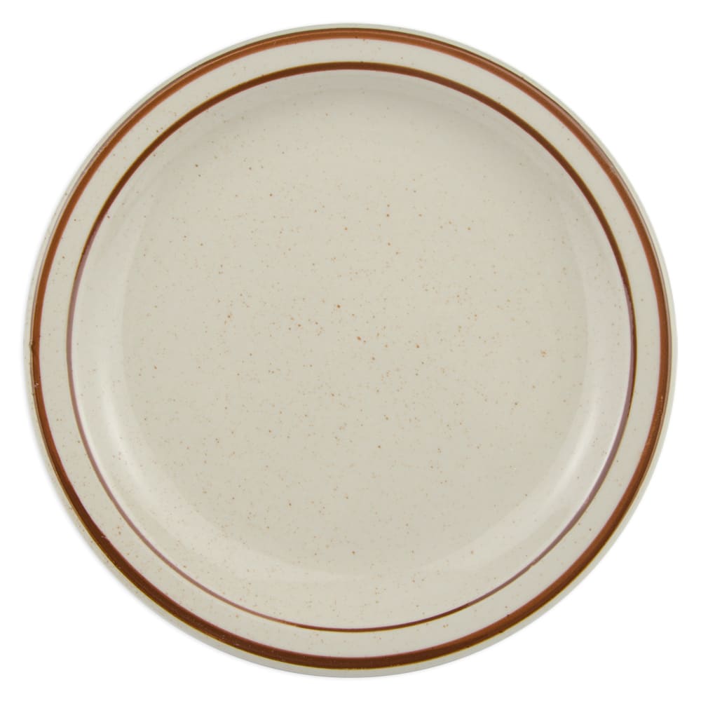 192-DSD7 7 1/4" Round Desert Sand Plate - Speckled, (2) Brown Bands