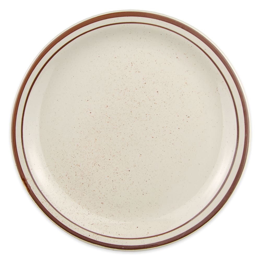 192-DSD9 9 1/2" Round Desert Sand Plate - Speckled, (2) Brown Bands