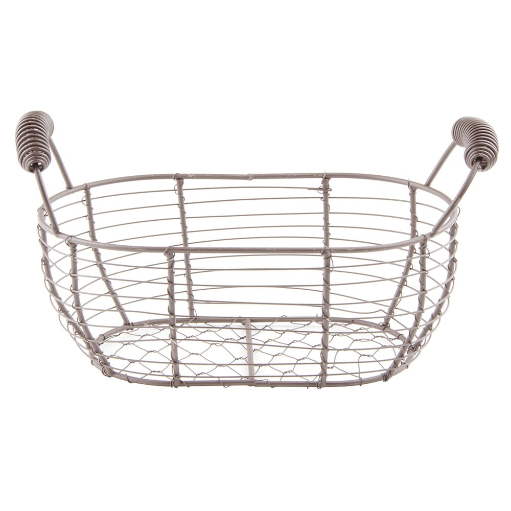 192-CWB15 Oval Wire Bread Basket with Handles - 11 1/2x6 1/4" Brown