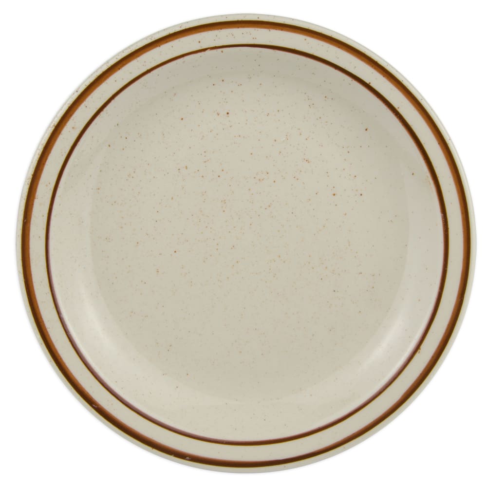 192-DSD6 6 1/2" Round Desert Sand Plate - Speckled, (2) Brown Bands