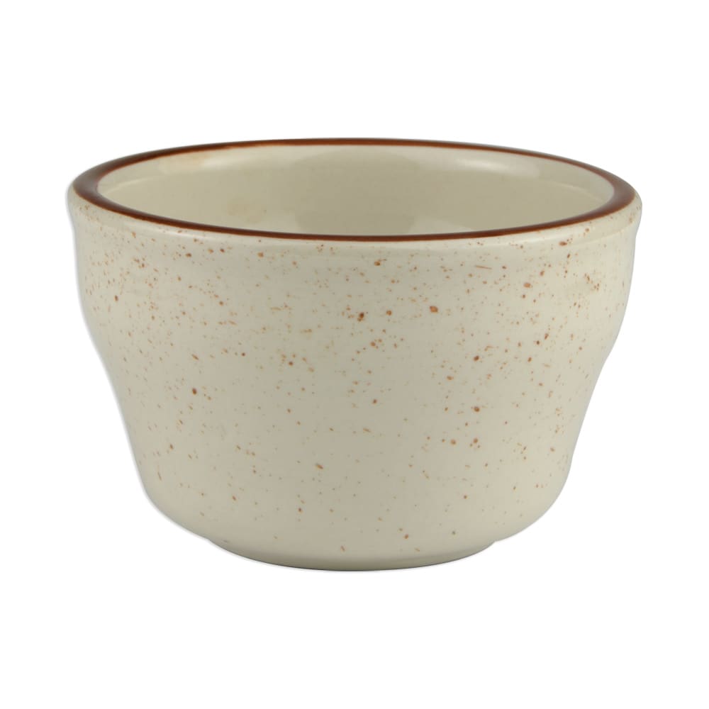 192-DSD4 3 7/8" Round Desert Sand Bouillon Cup - Speckled, (1) Brown Bands