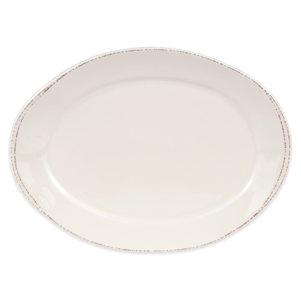 192-FH509 13 5/8" x 10" Oval Farmhouse Platter - Porcelain, Cream White