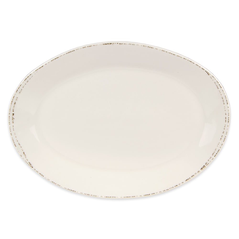 192-FH508 12 1/2" x 9" Oval Farmhouse Platter - Porcelain, Cream White