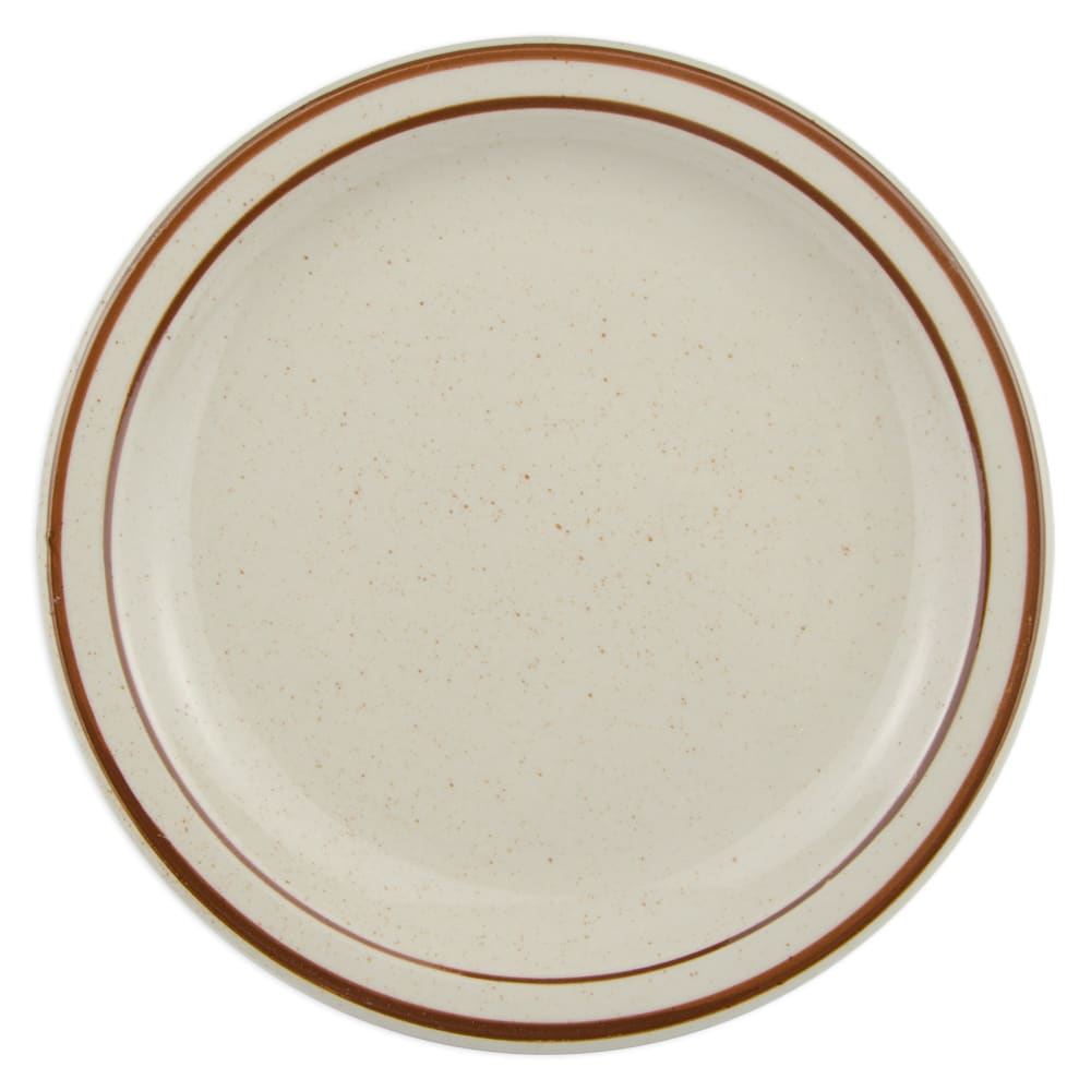192-DSD8 9" Round Desert Sand Plate - Speckled, (2) Brown Bands