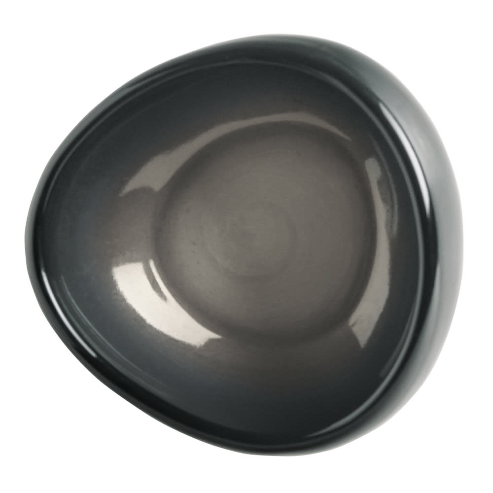 192-PEB14O 3 1/2" Organic Shape Dip Dish w/ 3 oz Capacity, Pebblebrook, Obsidian Porcelain