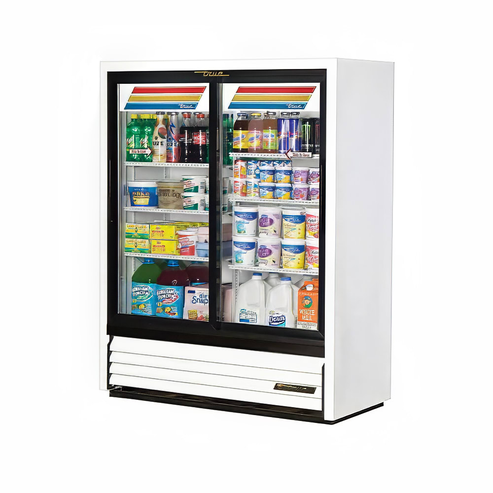598-GDM41SL60 47 1/8" GDM Series Two Section Glass Door Merchandiser - (2) Sliding Doors, Wh...