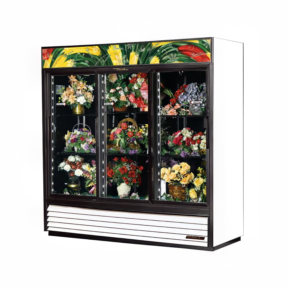 598-GDM69FC 3 Section Floral Cooler w/ Sliding Door - White, 115v