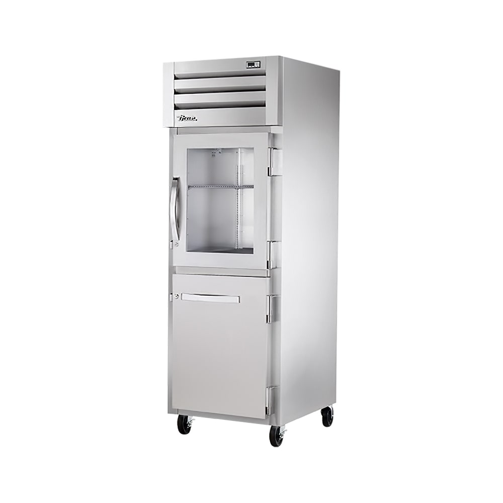 598-STA1R1HG1HS 27 1/2" One Section Reach In Refrigerator, 1 Glass Door, 1 Solid Door, Right...