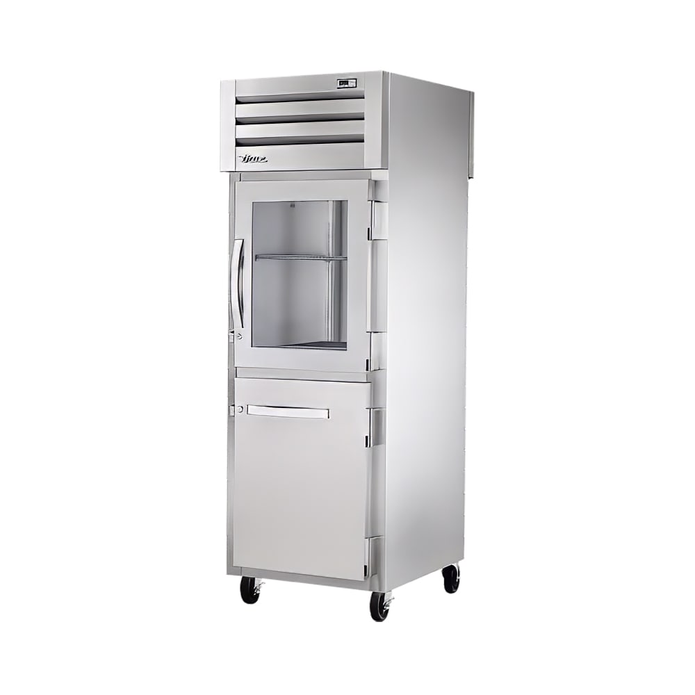 598-STG1RPT1HG1HS1S 27 1/4" One Section Pass Thru Refrigerator, (1) Glass Door, (2) Solid Do...