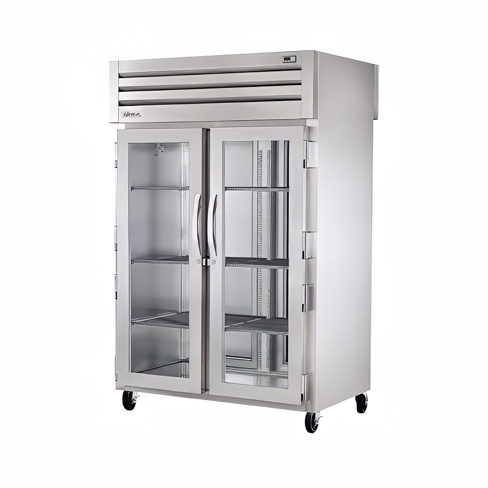 598-STR2RPT2G2S 52 3/5" Two Section Pass Thru Refrigerator, (2) Glass Doors, (2) Solid Doors...