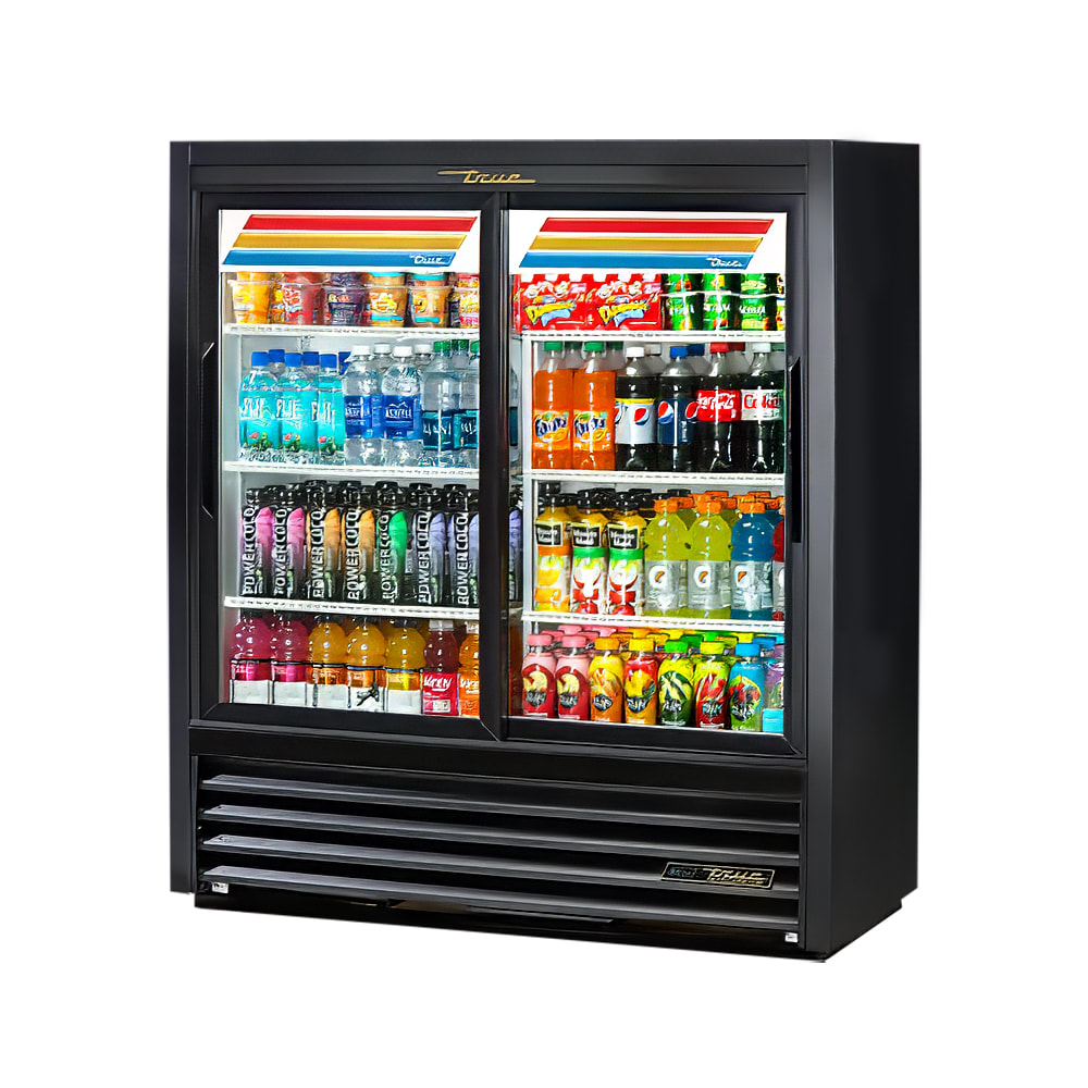 598-GDM41SL54BK 47 1/8" GDM Series Two Section Glass Door Merchandiser - (2) Sliding Doors,...