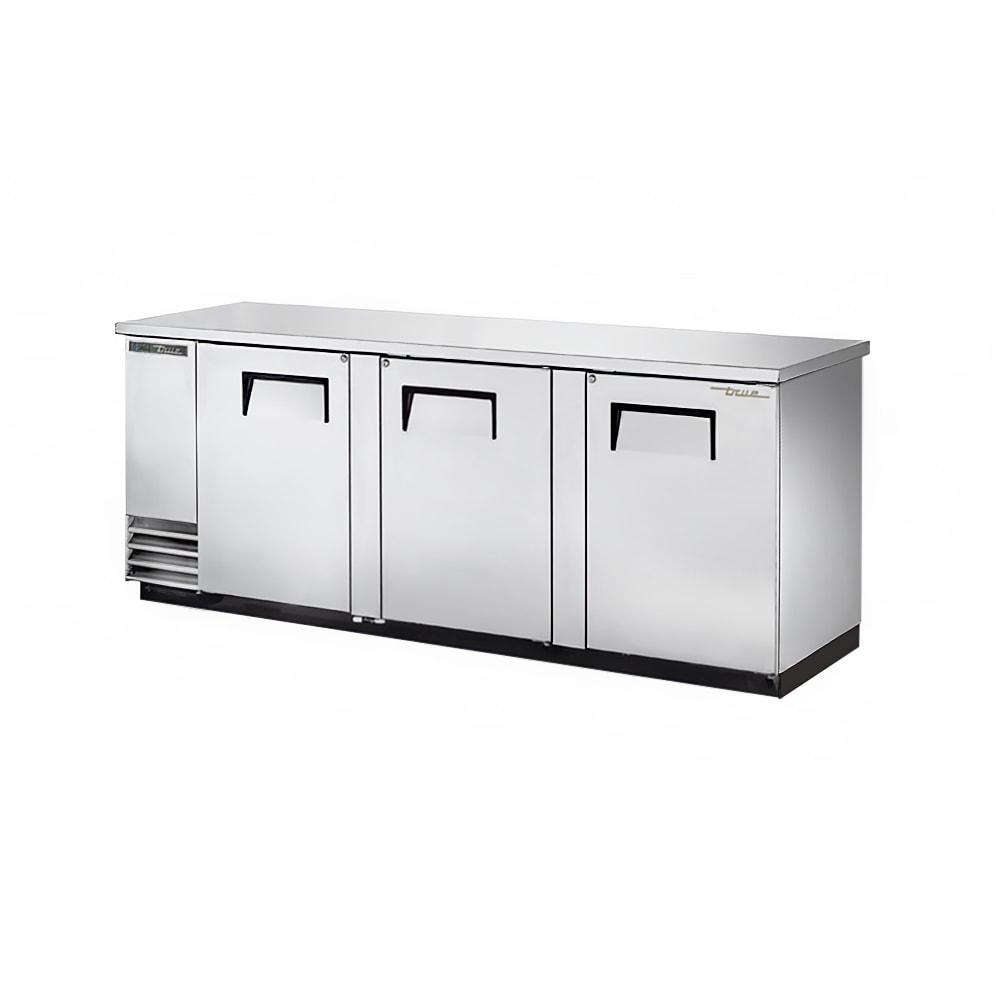 598-TBB4S 90 3/8" Bar Refrigerator - 3 Swinging Solid Doors, Stainless, 115v