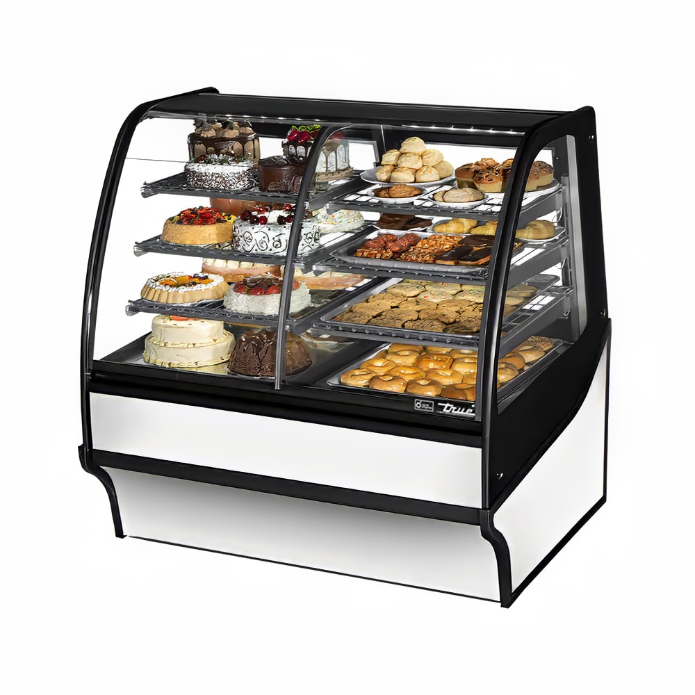 598-TDMDZ48GEGESW 48 1/4" Full Service Dual Zone Bakery Case w/ Curved Glass - (4) Levels, 1...