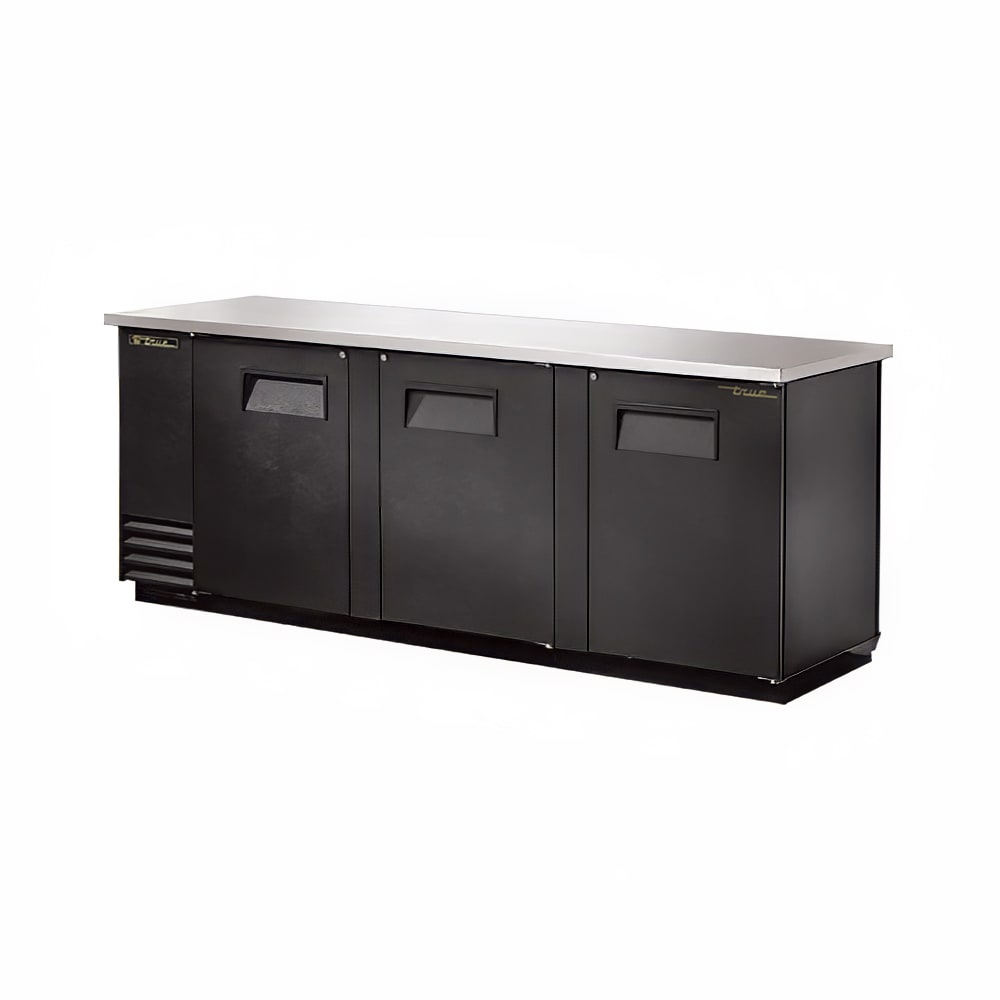 598-TBB4PT 90 3/8" Bar Refrigerator - 3 Swinging Solid Doors, Black, 115v