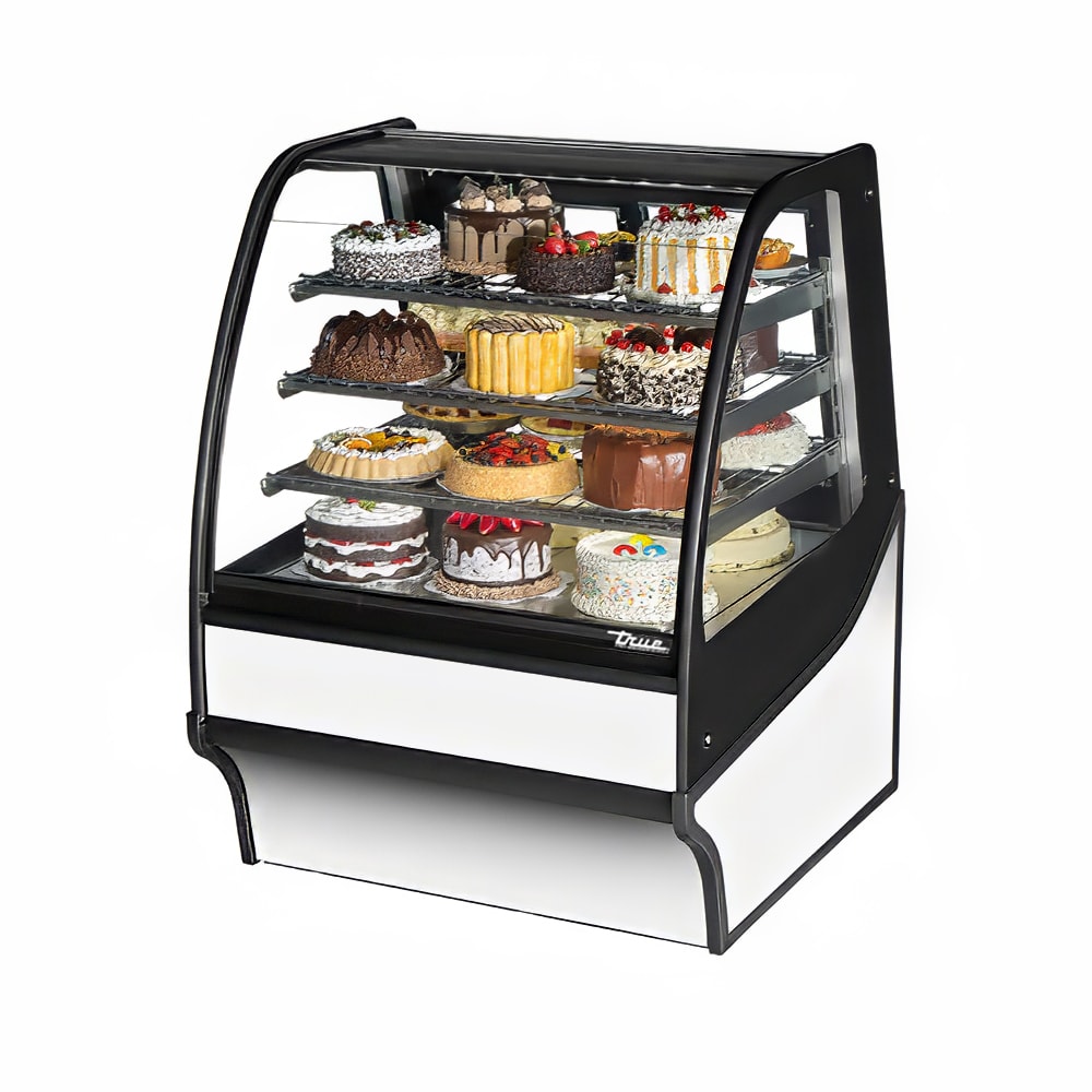 598-TDMR36GEGESW 36 1/4" Full Service Bakery Case w/ Curved Glass - (4) Levels, 115v