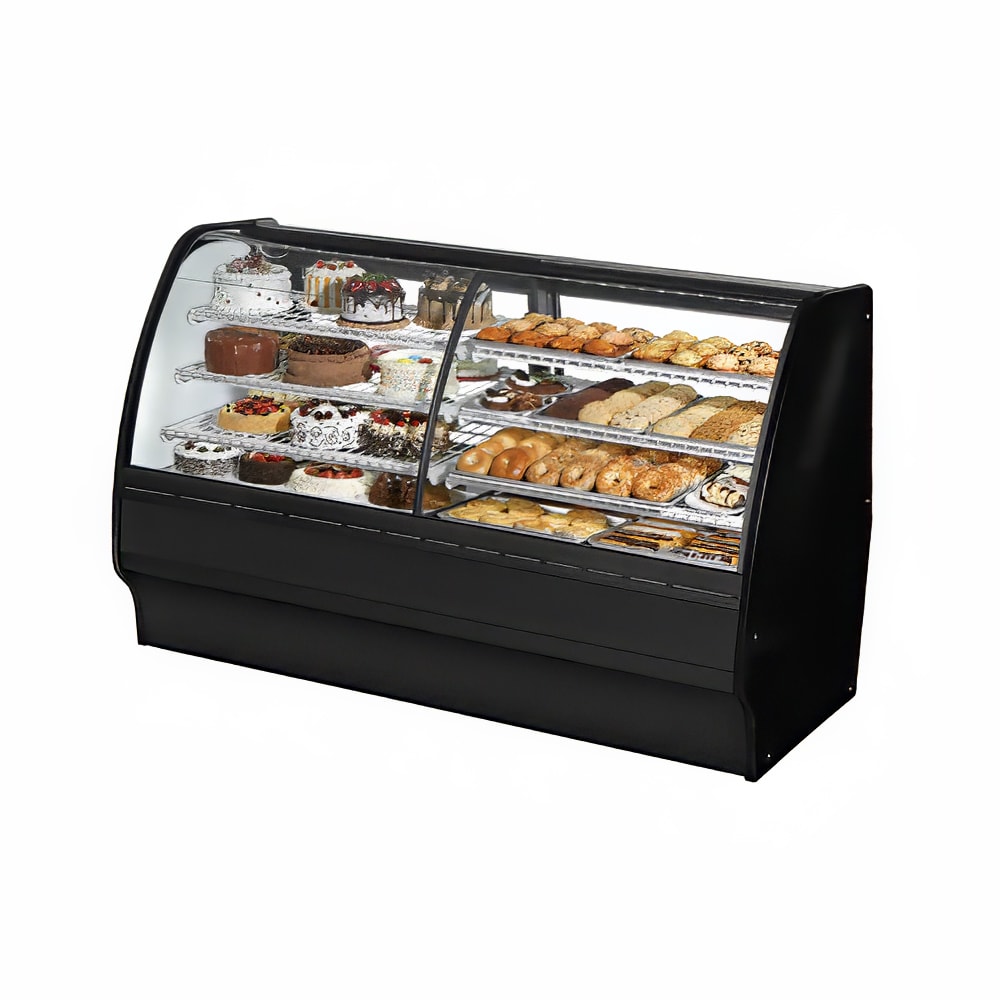 598-TGMDZ77SCSCBW 77 1/4" Full Service Dual Zone Bakery Case w/ Curved Glass - 4 Levels, 115...