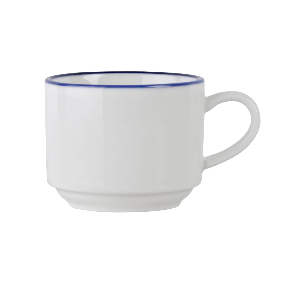 106-5305734 3 oz Bistro Cup - Porcelain, Blue Pinstripe